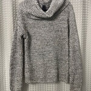Elegant Black & White Women's Cowl Neck Sweater